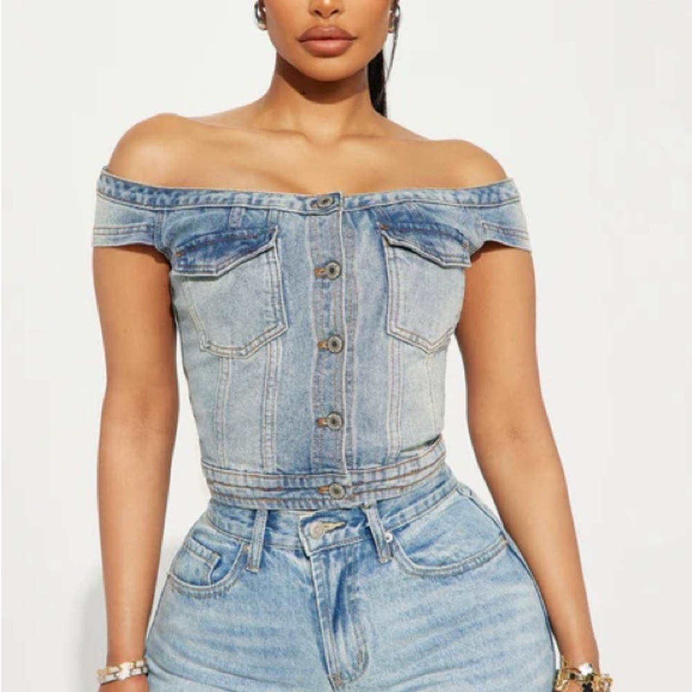 Denim Off-Shoulder Women's Top